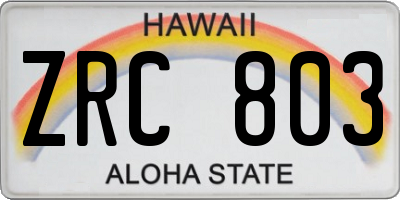 HI license plate ZRC803