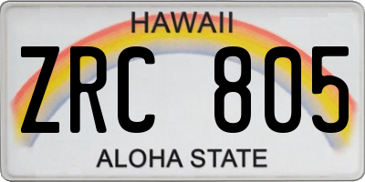 HI license plate ZRC805