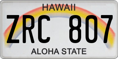 HI license plate ZRC807