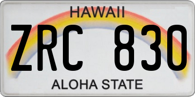 HI license plate ZRC830