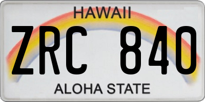 HI license plate ZRC840