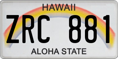 HI license plate ZRC881