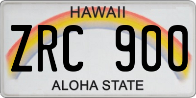 HI license plate ZRC900