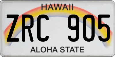 HI license plate ZRC905