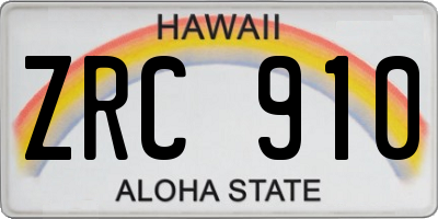 HI license plate ZRC910