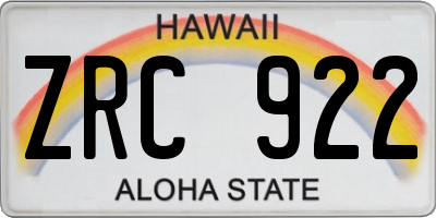 HI license plate ZRC922