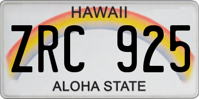 HI license plate ZRC925