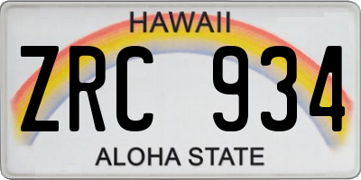 HI license plate ZRC934