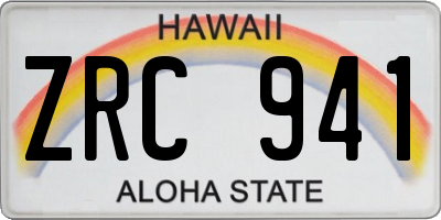 HI license plate ZRC941