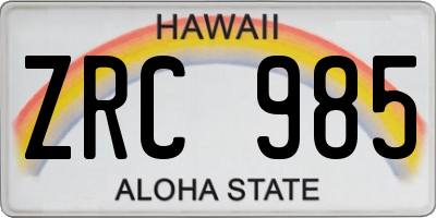 HI license plate ZRC985