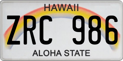 HI license plate ZRC986