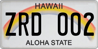 HI license plate ZRD002
