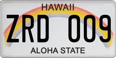 HI license plate ZRD009