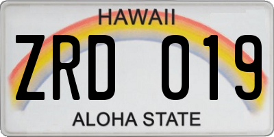 HI license plate ZRD019