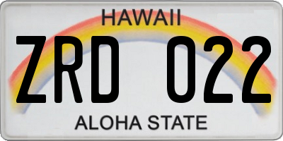 HI license plate ZRD022