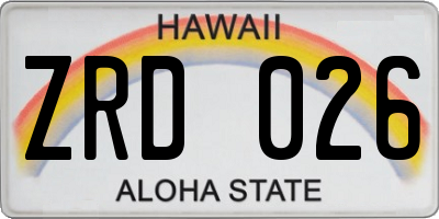 HI license plate ZRD026