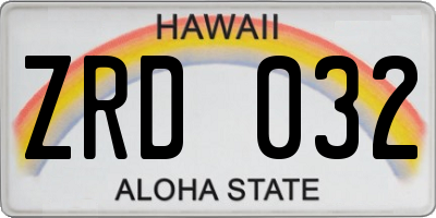 HI license plate ZRD032