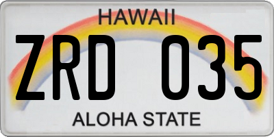 HI license plate ZRD035