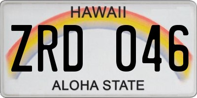 HI license plate ZRD046