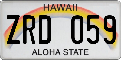 HI license plate ZRD059