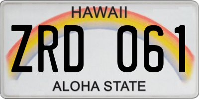 HI license plate ZRD061