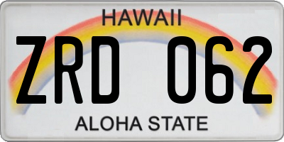 HI license plate ZRD062