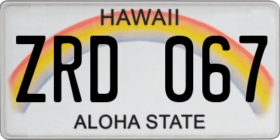 HI license plate ZRD067