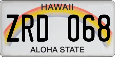 HI license plate ZRD068