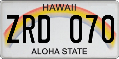 HI license plate ZRD070