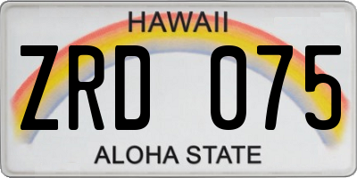 HI license plate ZRD075