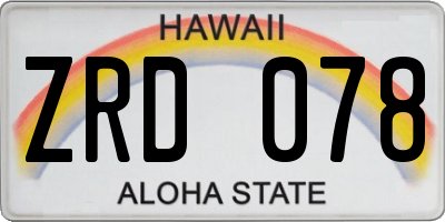HI license plate ZRD078
