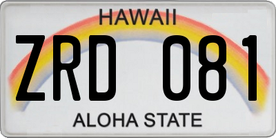 HI license plate ZRD081