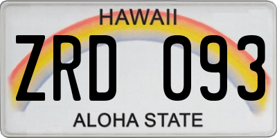 HI license plate ZRD093
