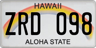 HI license plate ZRD098