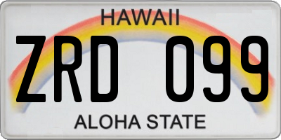 HI license plate ZRD099