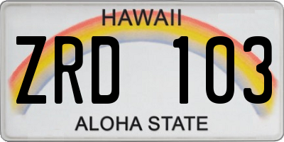 HI license plate ZRD103