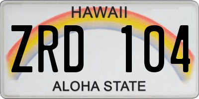 HI license plate ZRD104