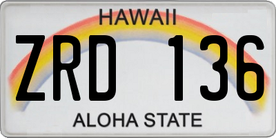 HI license plate ZRD136