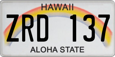 HI license plate ZRD137