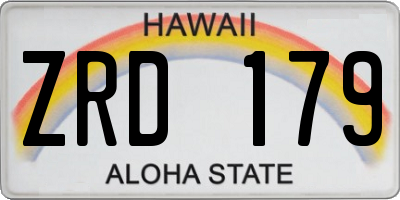 HI license plate ZRD179