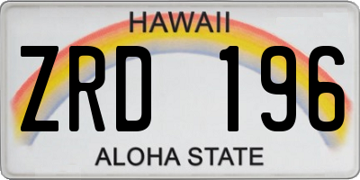 HI license plate ZRD196