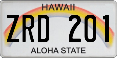 HI license plate ZRD201