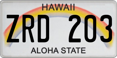HI license plate ZRD203