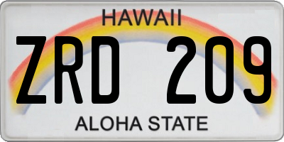 HI license plate ZRD209