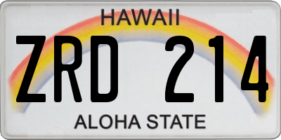HI license plate ZRD214