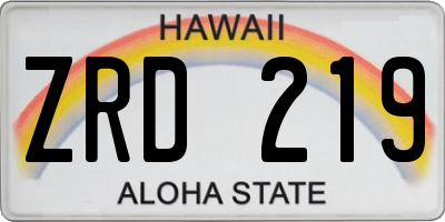 HI license plate ZRD219