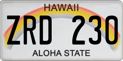 HI license plate ZRD230