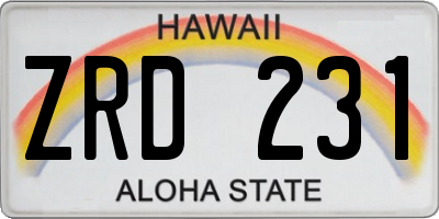 HI license plate ZRD231
