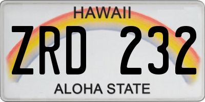 HI license plate ZRD232