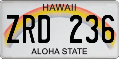 HI license plate ZRD236